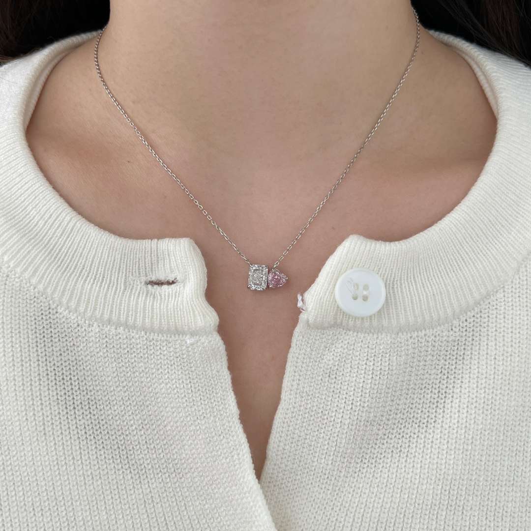 [Solara Jewelry ]輝くスクエア＆ハートネックレス