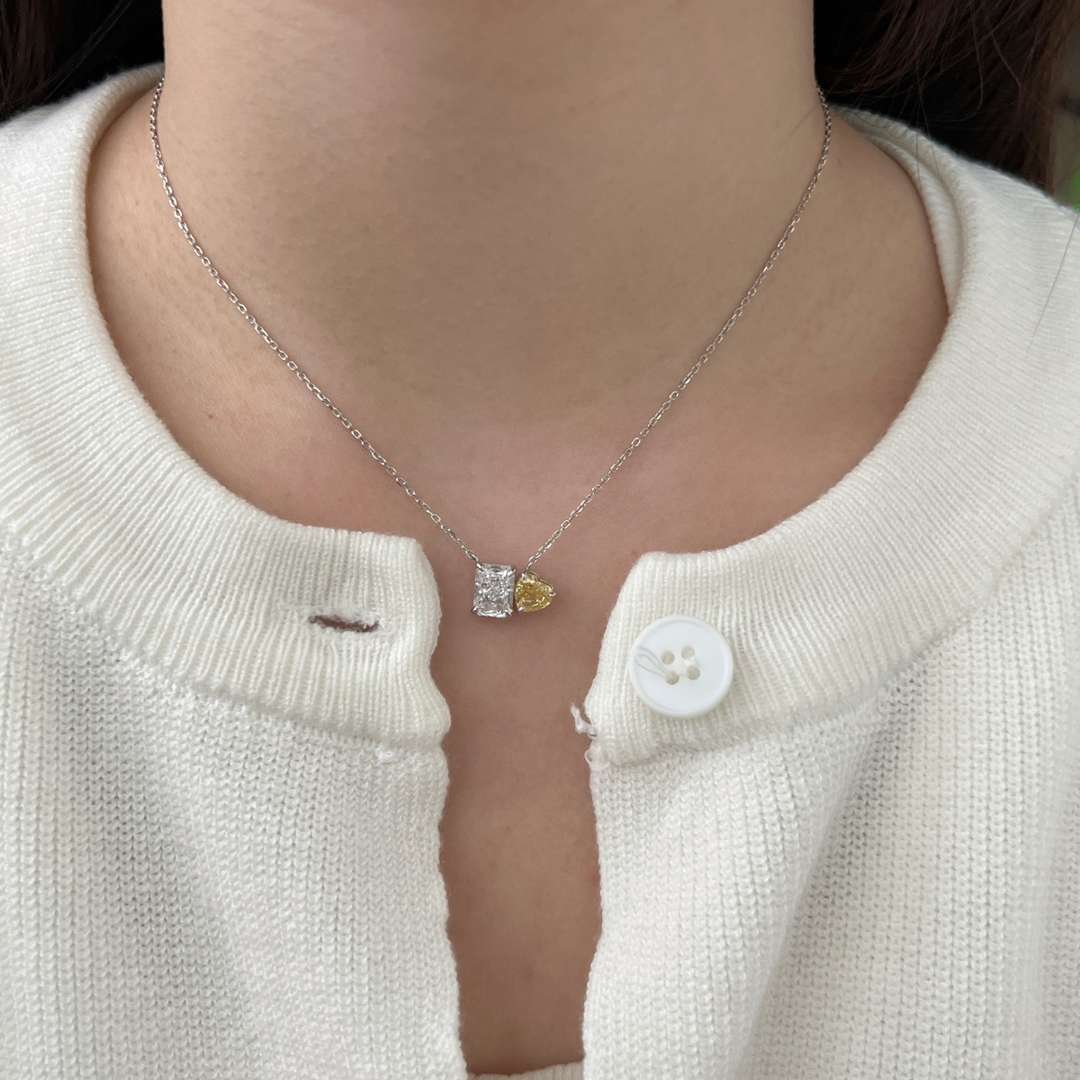 [Solara Jewelry ]輝くスクエア＆ハートネックレス