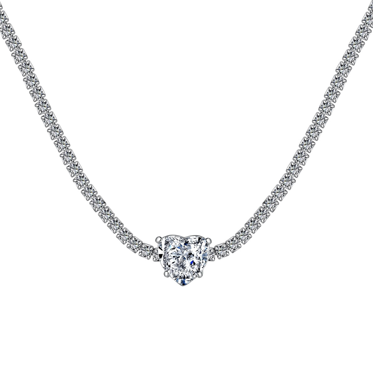 [Solara Jewelry ]2.0 Karat funkelnde Tennis-Halskette mit Herzschliff