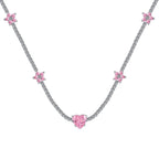 [Solara Jewelry ]煌めくピンクハートフラワーネックレス