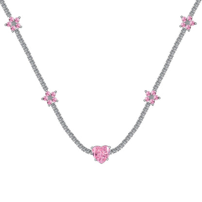 [Solara Jewelry ]煌めくピンクハートフラワーネックレス