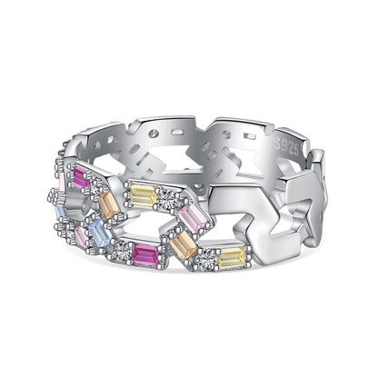 [Solara Jewelry ]煌めくヴィヴィッドエメラルドカットデイリーリング