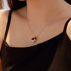 [Solara Jewelry ]Zierliche rote Herz Halskette