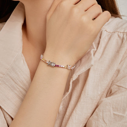 [Solara Jewelry ]Verziertes, farbenfrohes Schmetterlings-Armband mit Rundschliff für jeden Tag