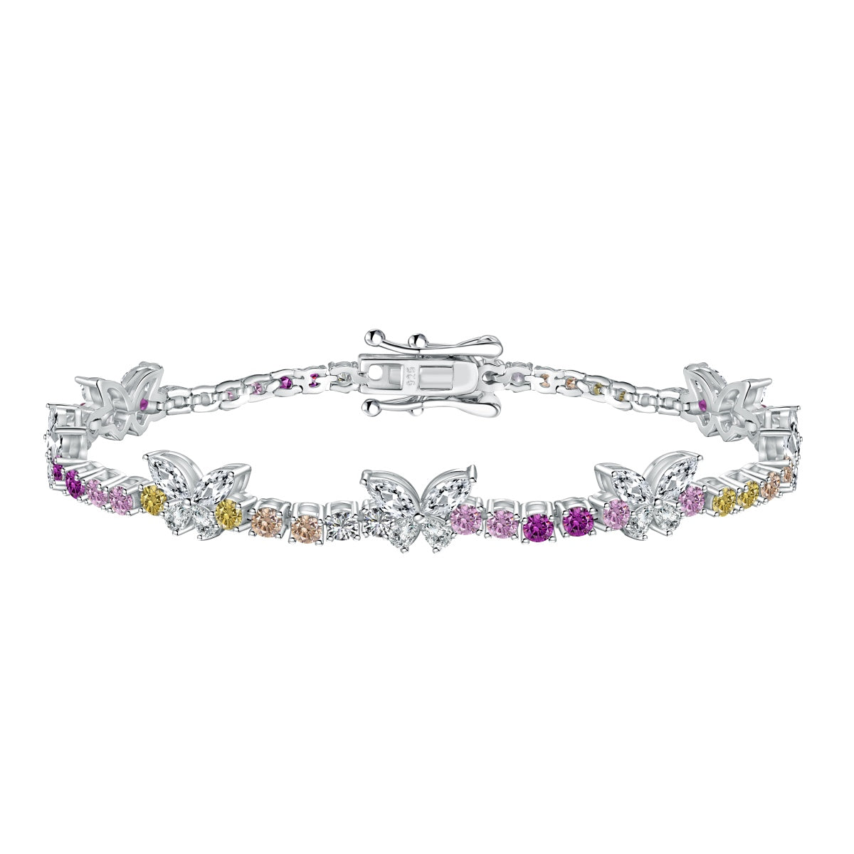 [Solara Jewelry ]Verziertes, farbenfrohes Schmetterlings-Armband mit Rundschliff für jeden Tag