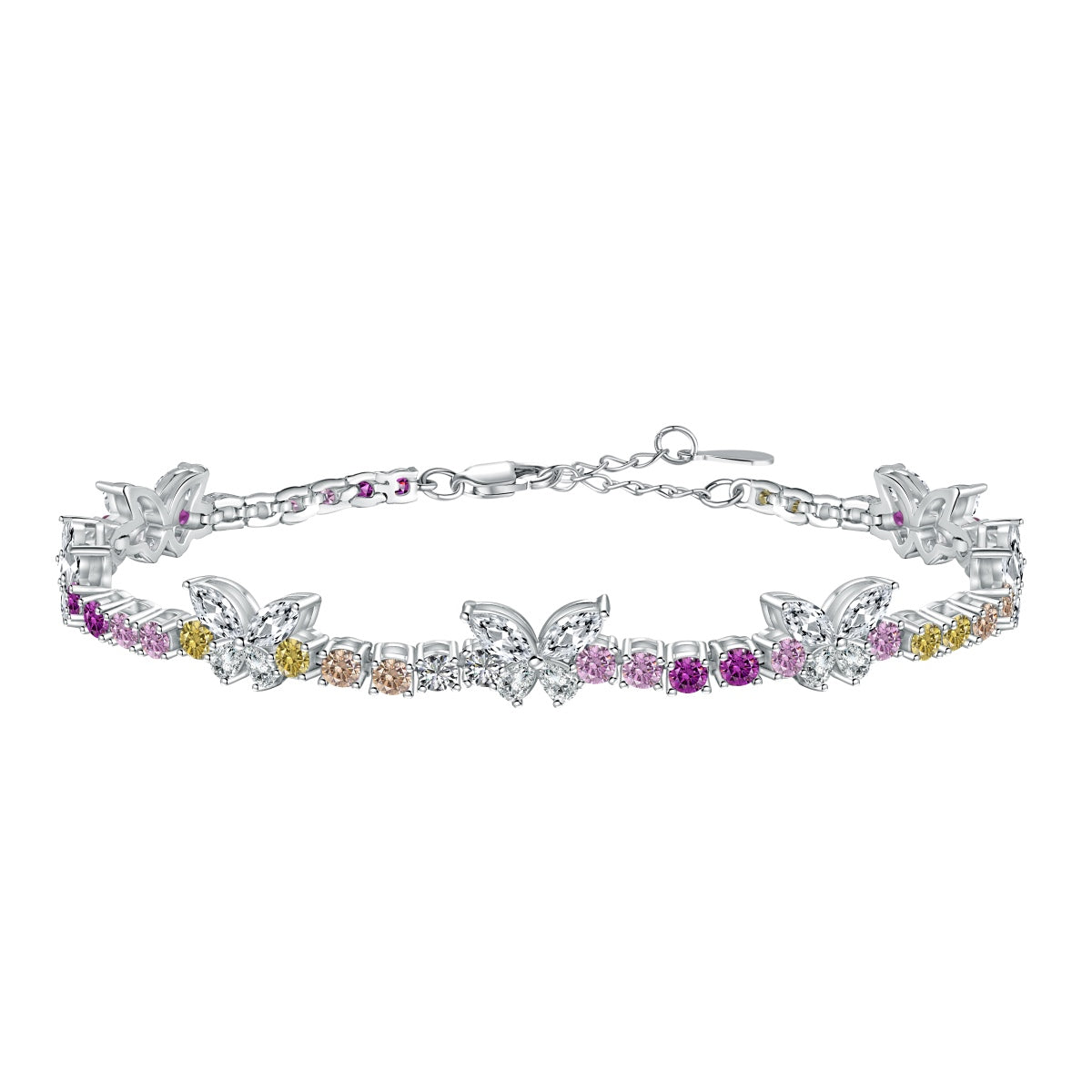 [Solara Jewelry ]Verziertes, farbenfrohes Schmetterlings-Armband mit Rundschliff für jeden Tag