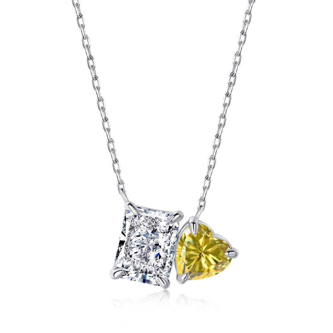 [Solara Jewelry ]輝くスクエア＆ハートネックレス