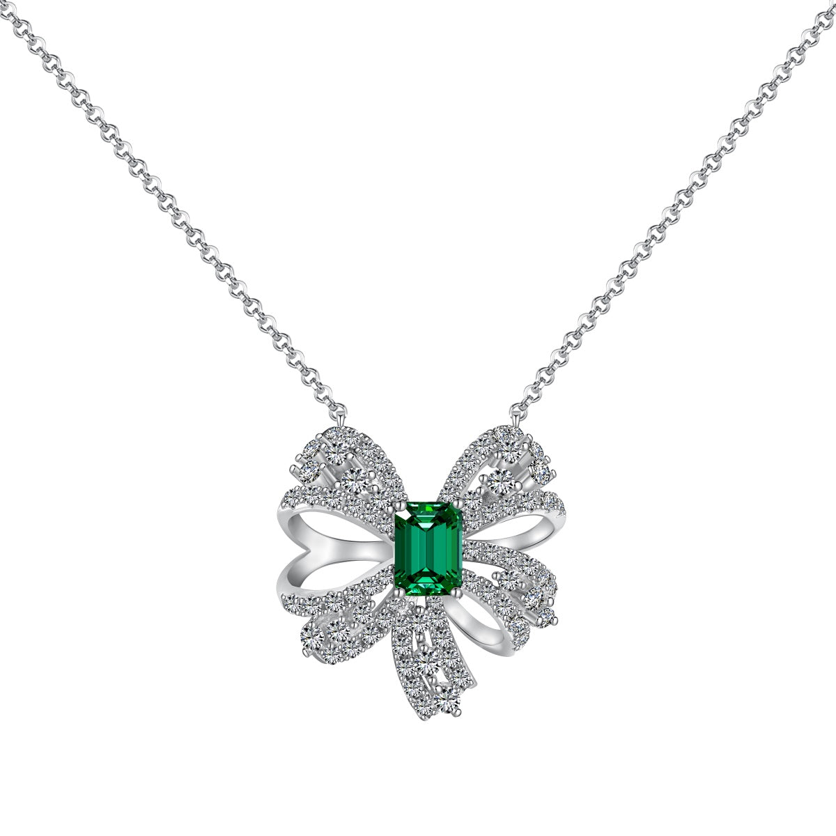 [Solara Jewelry ]ラグジュアリーなフラワーシェイプのエメラルドカットネックレス