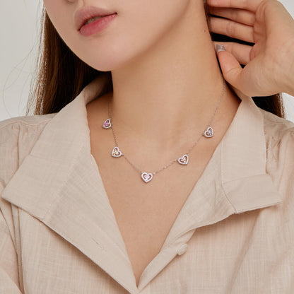 [Solara Jewelry ]煌めくファイブハートネックレス