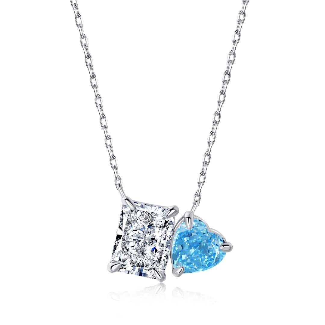 [Solara Jewelry ]輝くスクエア＆ハートネックレス