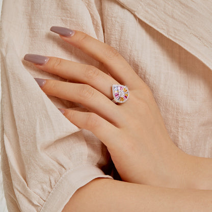 [Solara Jewelry ]Elegant Colorful Water Drop Shape Banquet Ring