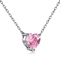 [Solara Jewelry ]Heart Shape Main Stone Pendant Collarbone Necklace
