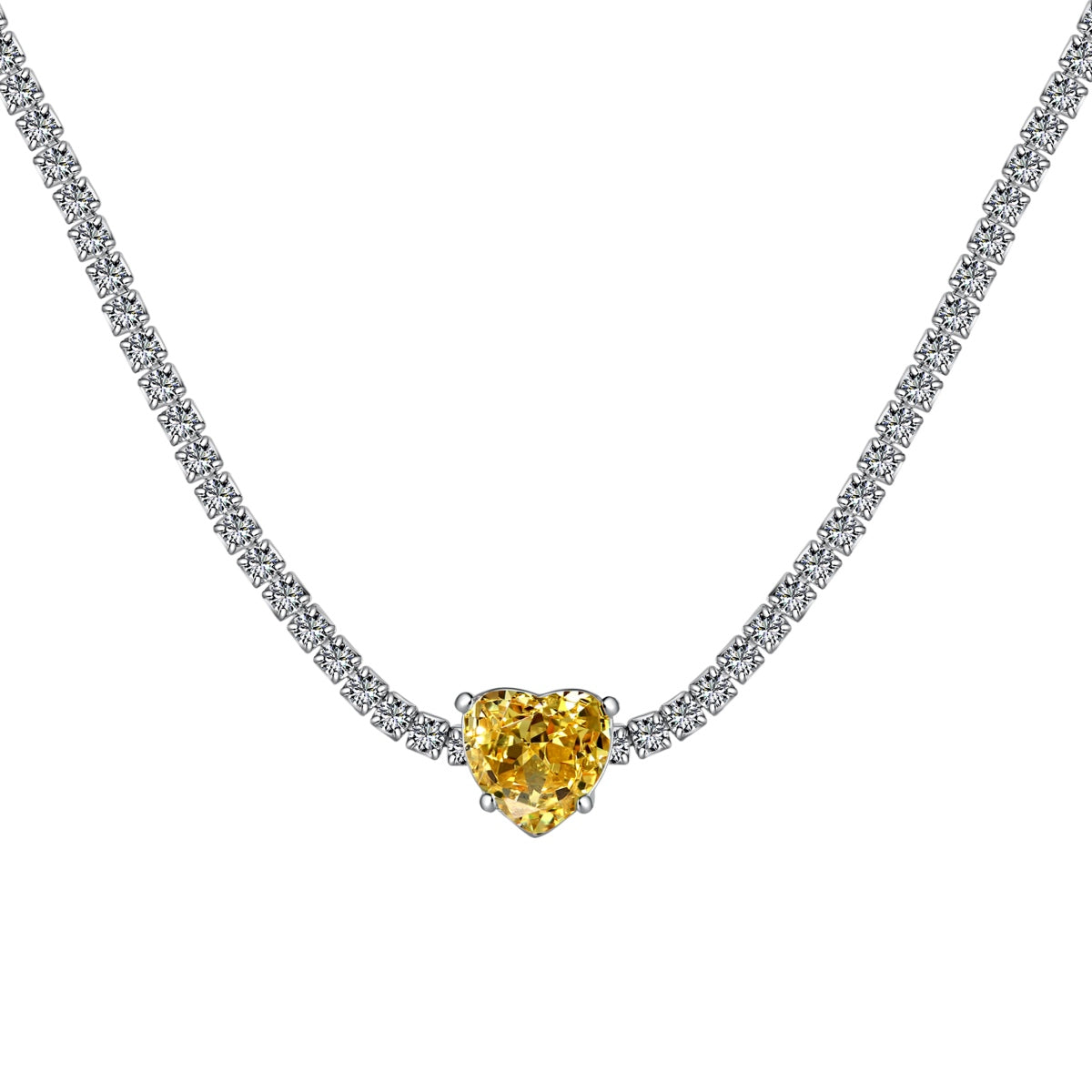 [Solara Jewelry ]2.0 Karat funkelnde Tennis-Halskette mit Herzschliff