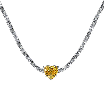 [Solara Jewelry ]2.0 Karat funkelnde Tennis-Halskette mit Herzschliff
