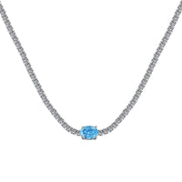 [Solara Jewelry ]1.0 Carat Shining Oval Cut Necklace