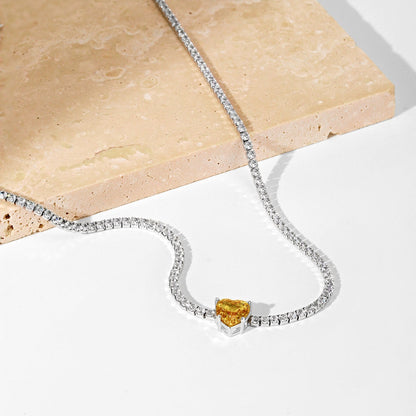 [Solara Jewelry ]2.0 Karat funkelnde Tennis-Halskette mit Herzschliff