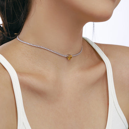 [Solara Jewelry ]2.0 Karat funkelnde Tennis-Halskette mit Herzschliff