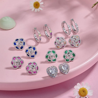 [Solara Jewelry ]ラディアント カラフル ラウンドカットピアス