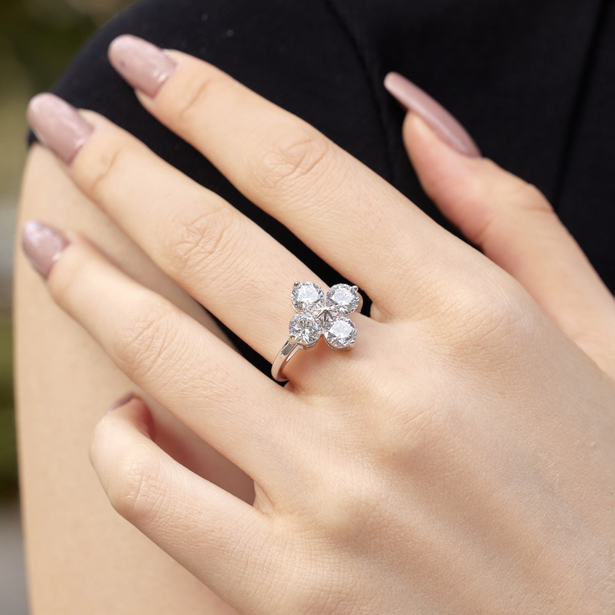 [Solara Jewelry ]Four-Leaf Clover Eight-Pointed Star Ring