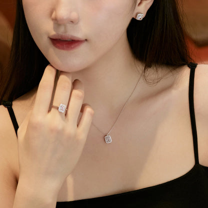 [Solara Jewelry ]1.0カラット ラグジュアリー 可憐なエメラルドカット デイリーイヤリング