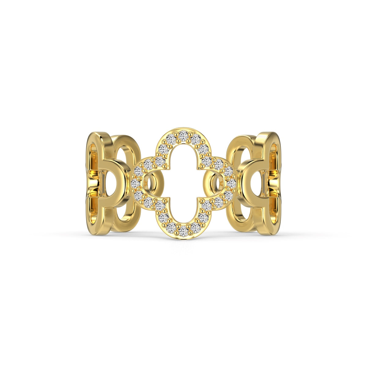 [Solara Jewelry ]Hollow Design Four-Leaf Clover Flower Shape Ring