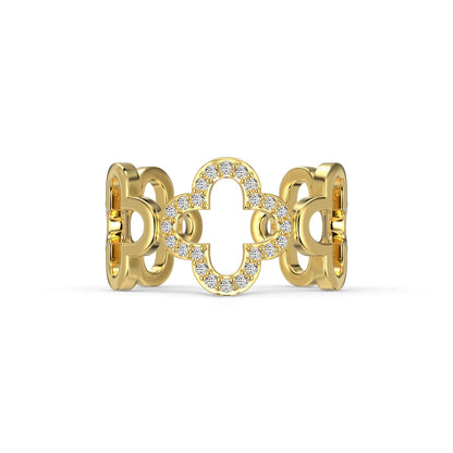 [Solara Jewelry ]Hollow Design Four-Leaf Clover Flower Shape Ring