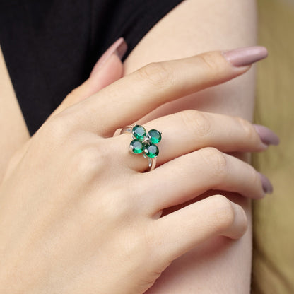 [Solara Jewelry ]Four-Leaf Clover Eight-Pointed Star Ring