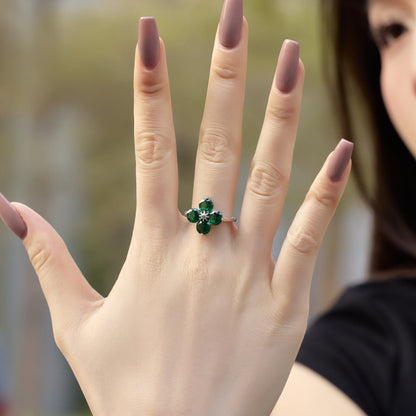 [Solara Jewelry ]Four-Leaf Clover Eight-Pointed Star Ring