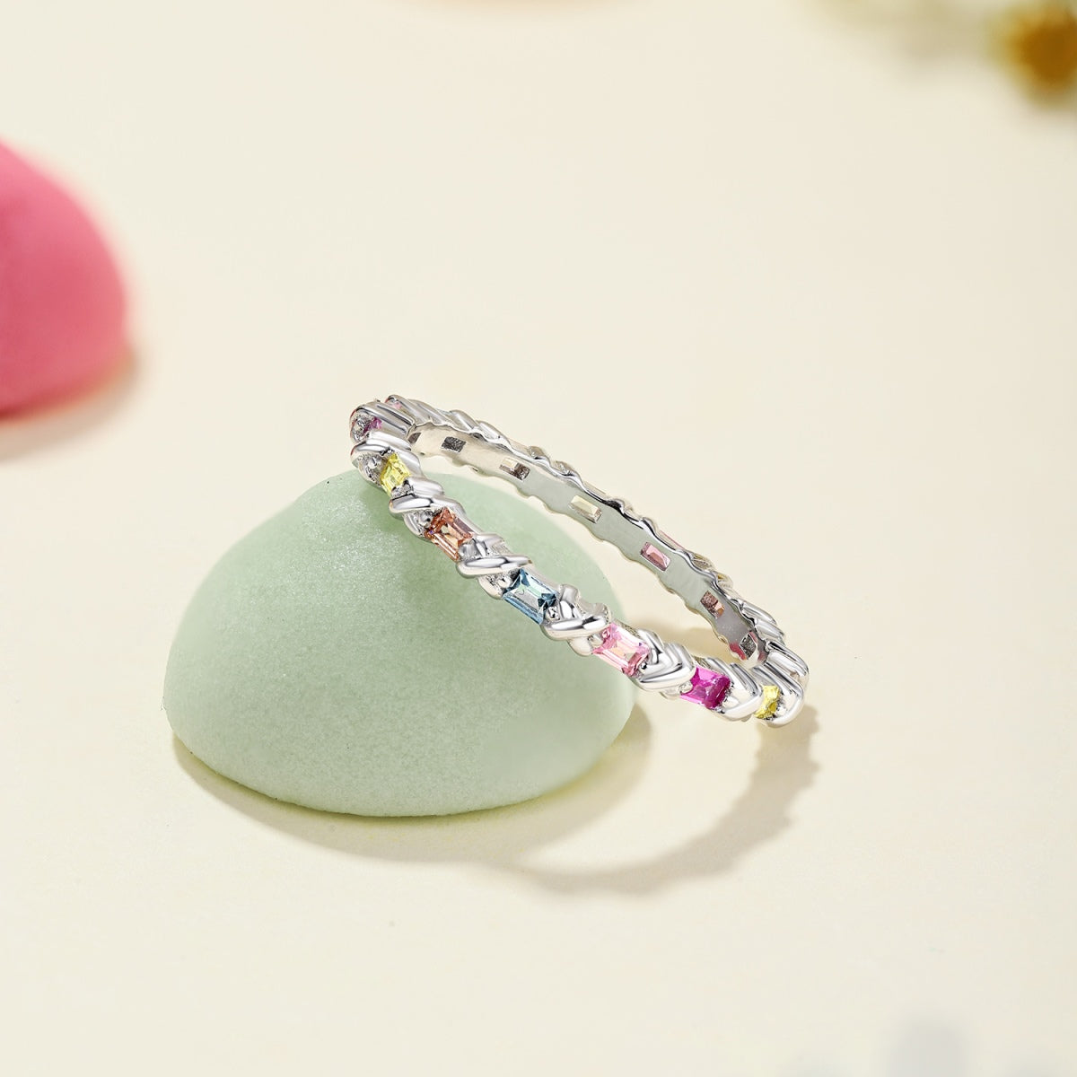 [Solara Jewelry ]Charming Colorful Round Cut Daily Ring