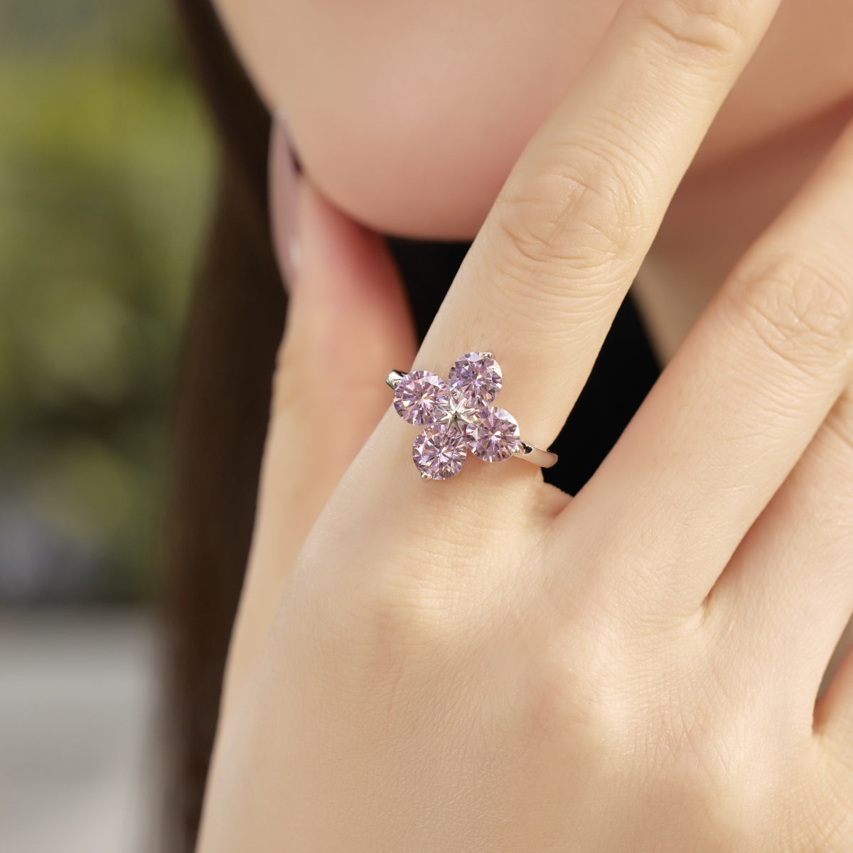 [Solara Jewelry ]Four-Leaf Clover Eight-Pointed Star Ring