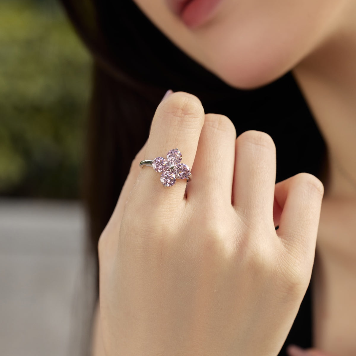 [Solara Jewelry ]Four-Leaf Clover Eight-Pointed Star Ring