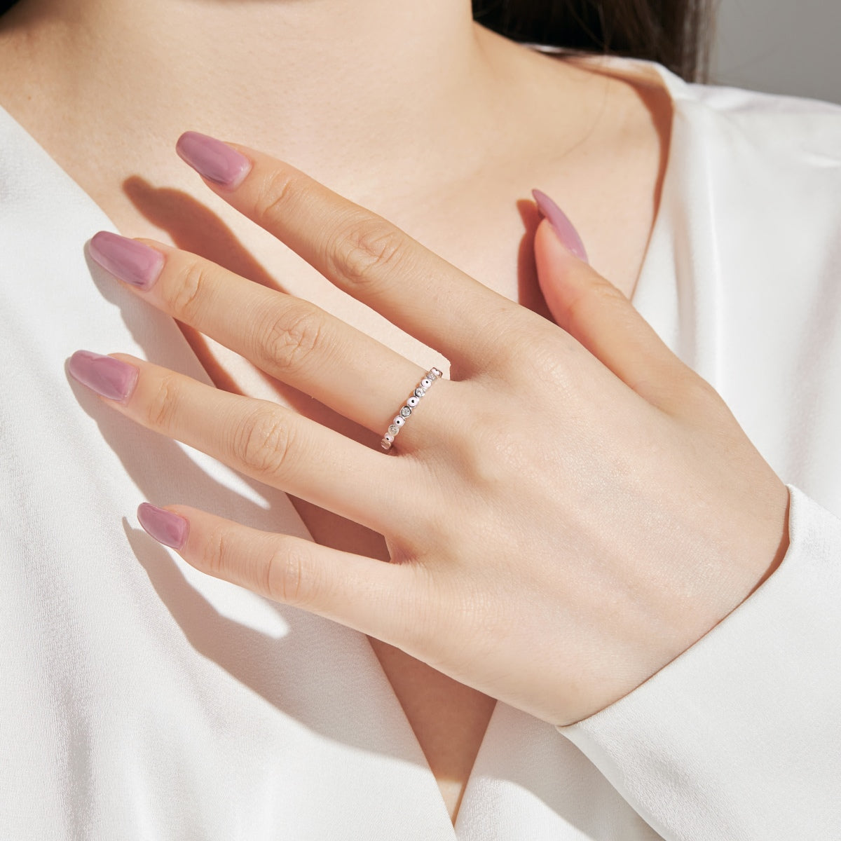 [Solara Schmuck] Funkelnder lebendiger runder Alltagsring