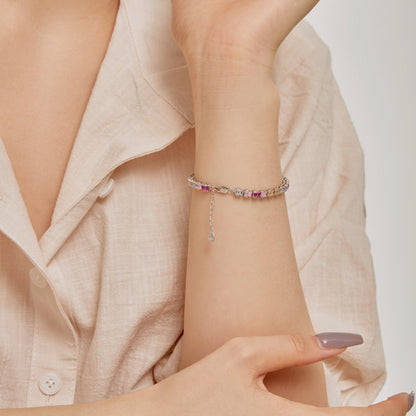 [Solara Jewelry ]繊細なカラフル エメラルドカット パーティー ブレスレット
