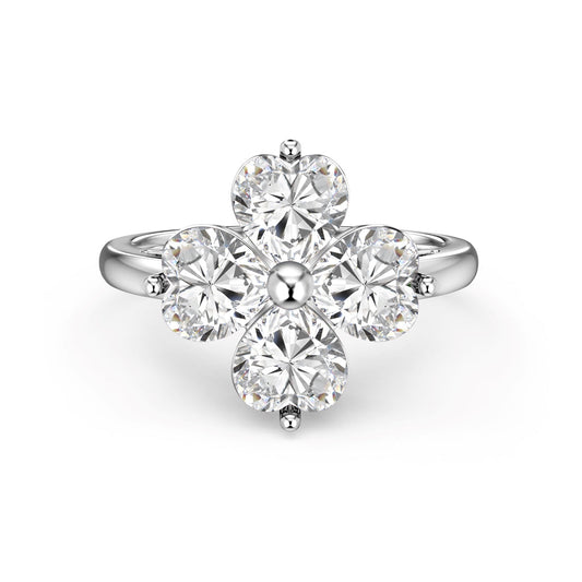[Solara Schmuck] Herzförmiger vierblättriger Kleeblatt-Kugelring