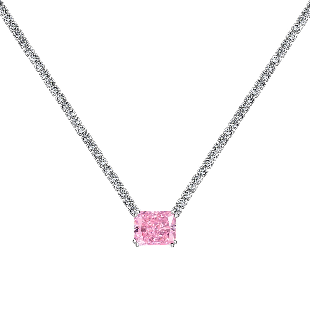 [Solara Jewelry] Eleganter Halskette mit Radiant-Schliff, 4,0 Karat