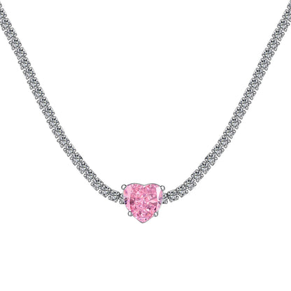 [Solara Jewelry ]2.0 Karat funkelnde Tennis-Halskette mit Herzschliff