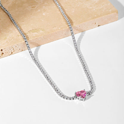 [Solara Jewelry ]2.0 Karat funkelnde Tennis-Halskette mit Herzschliff