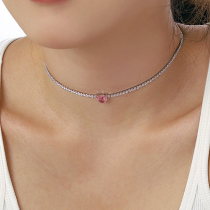 [Solara Jewelry ]2.0 Karat funkelnde Tennis-Halskette mit Herzschliff