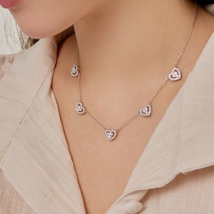 [Solara Jewelry ]煌めくファイブハートネックレス