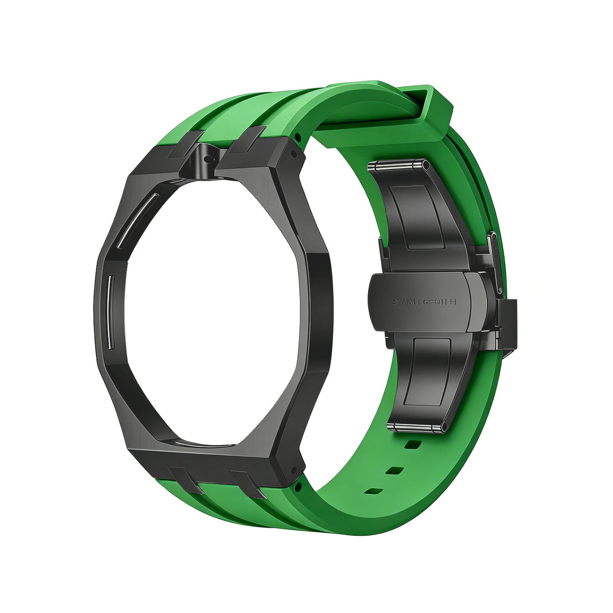Eiche Pop Schwarz Stahl Silikonarmband
