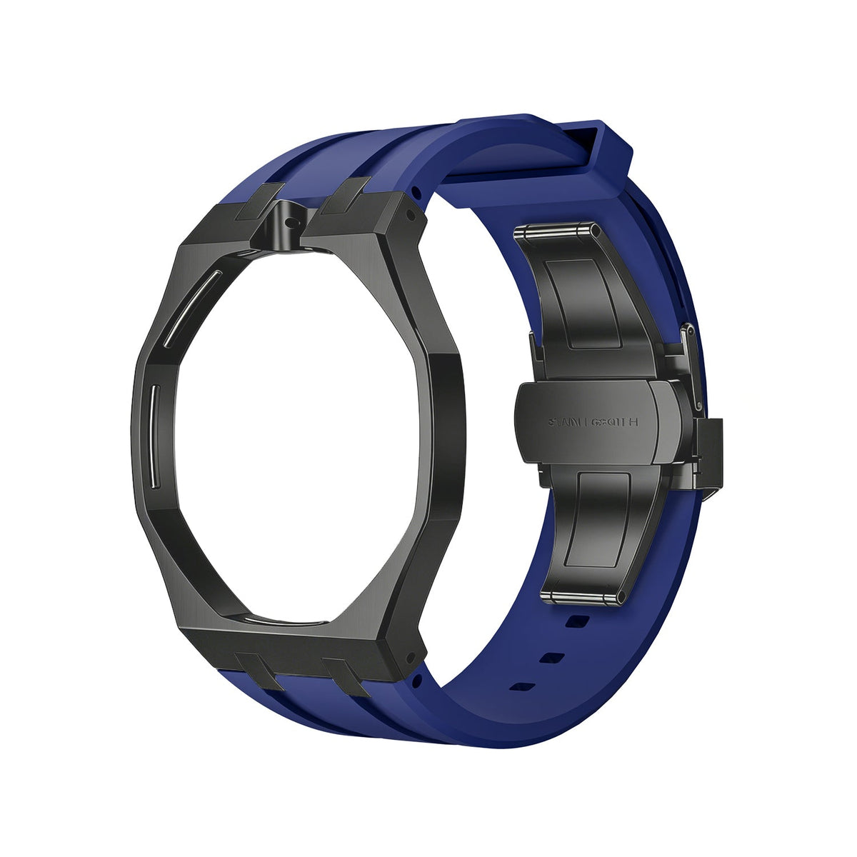 Eiche Pop Schwarz Stahl Silikonarmband