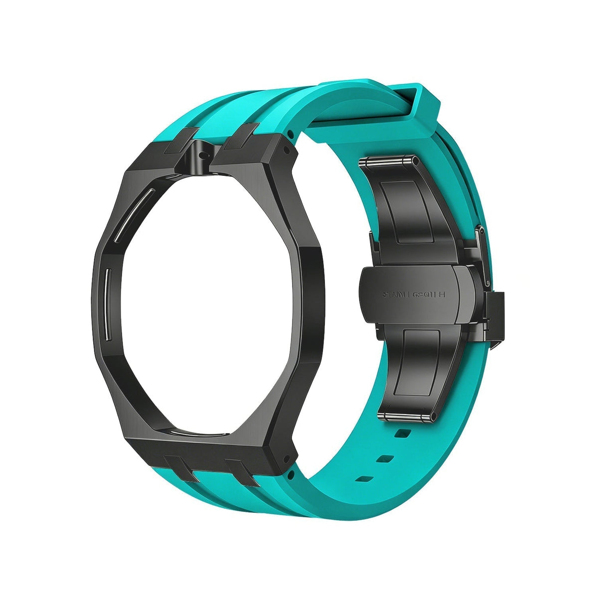 Eiche Pop Schwarz Stahl Silikonarmband
