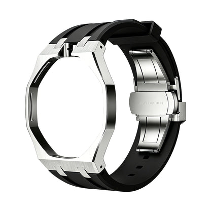 Oak Pop Schwarz Stahl Silikonarmband