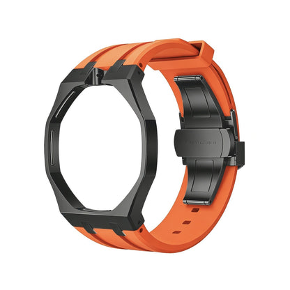 Eiche Pop Schwarz Stahl Silikonarmband