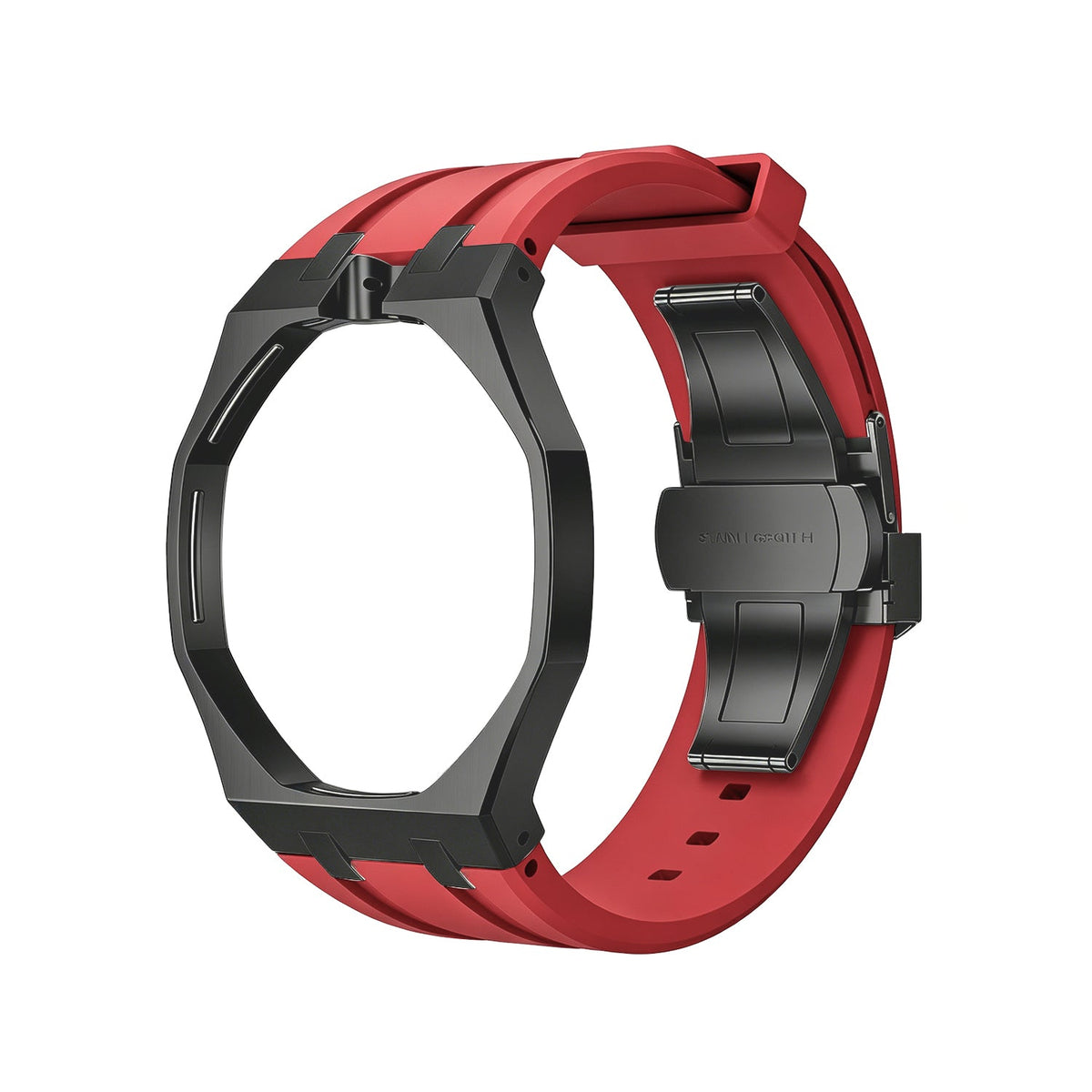 Eiche Pop Schwarz Stahl Silikonarmband