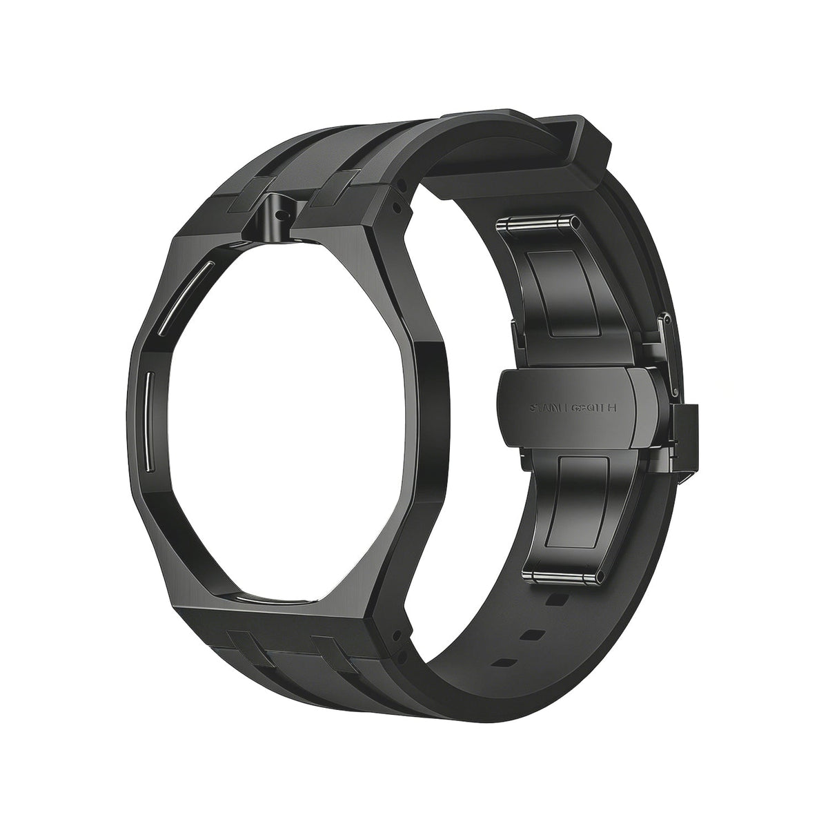 Eiche Pop Schwarz Stahl Silikonarmband