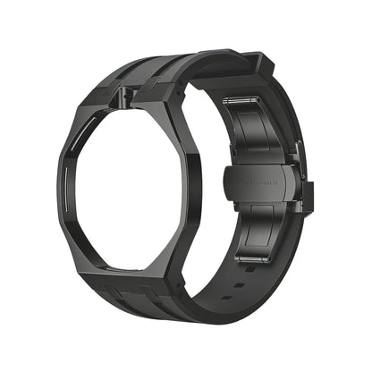 Eiche Pop Schwarz Stahl Silikonarmband