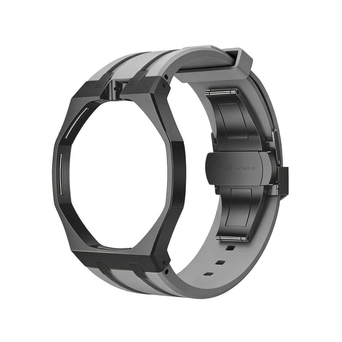 Eiche Pop Schwarz Stahl Silikonarmband