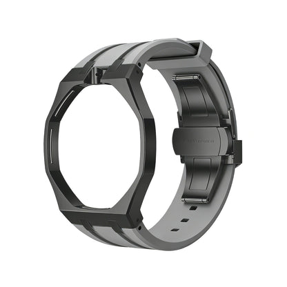 Eiche Pop Schwarz Stahl Silikonarmband