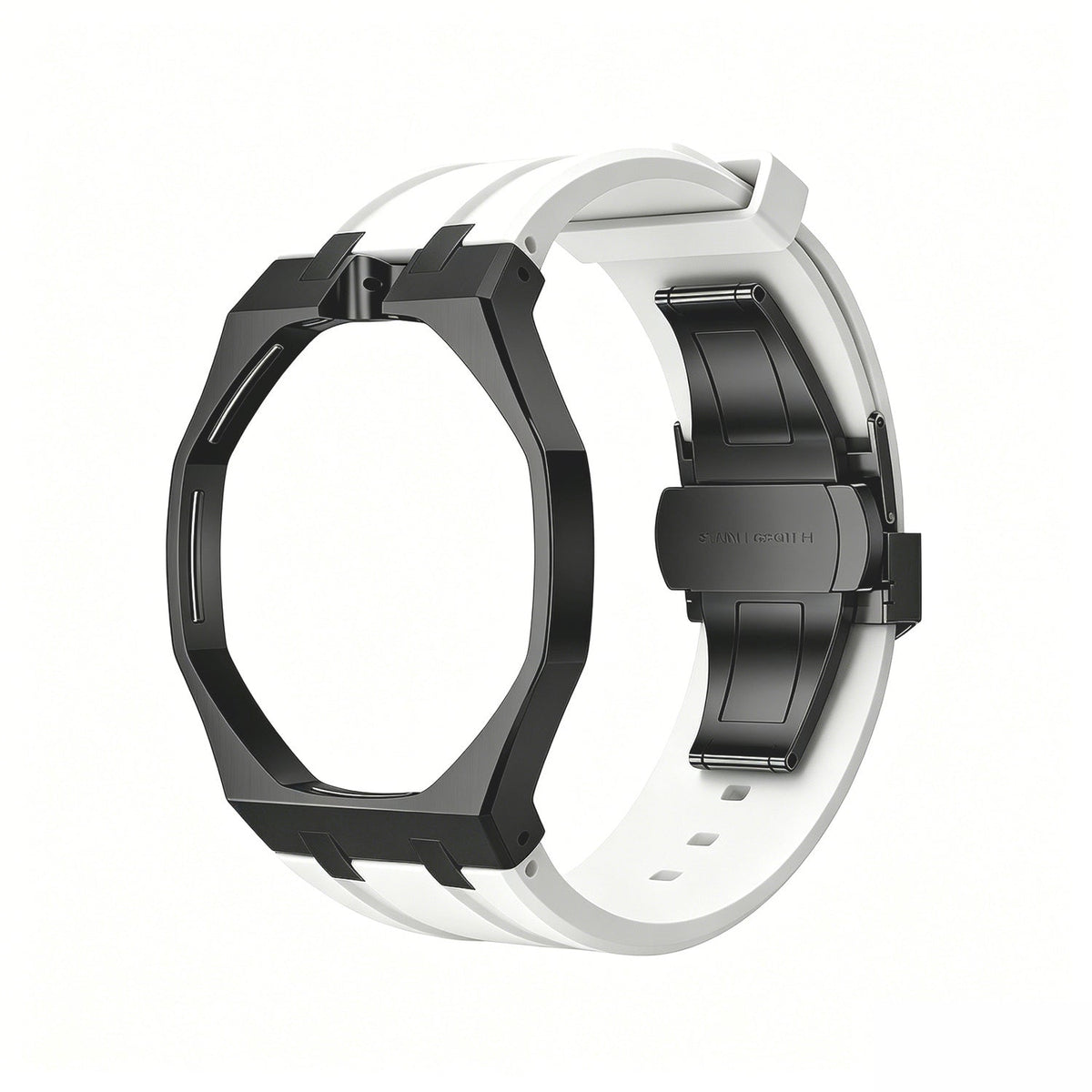 Eiche Pop Schwarz Stahl Silikonarmband